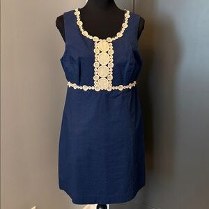 Lilly Pulitzer Navy Blue Dress with Cream Accents